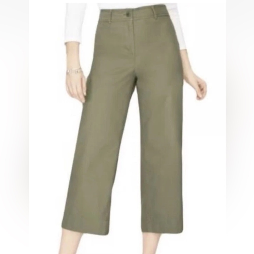 Talbots‎ Womens Olive Green Wide Leg Crop Chino Pants
Flat Front Size 6P